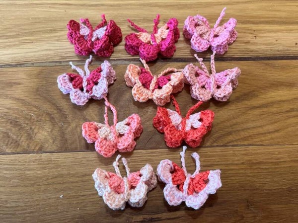 Setje 10 vlinders Roze tinten