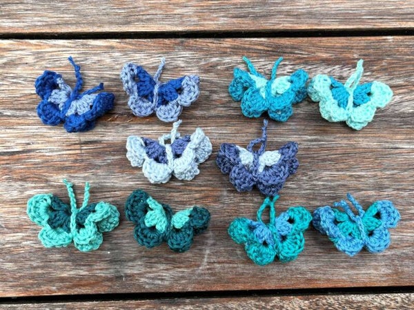 Setje van 10 vlinders Blauw