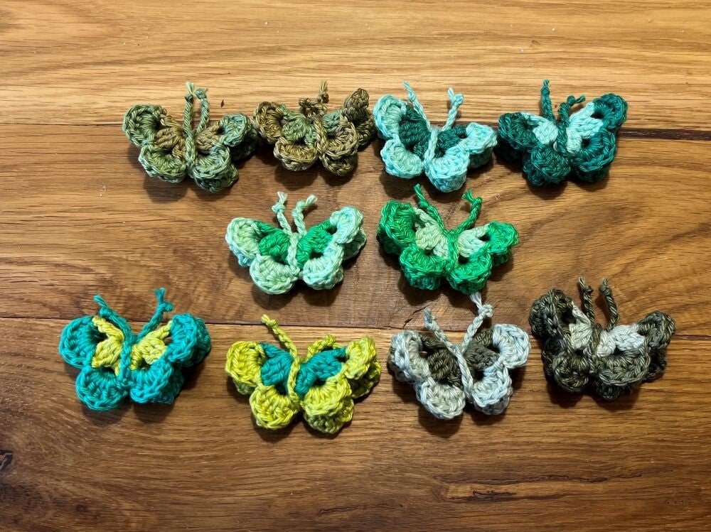 Setje van 10 vlinders Groen