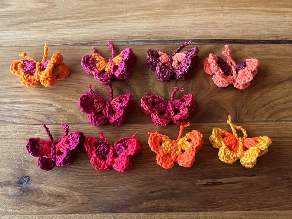 Setje van 10 vlinders Rood/oranje