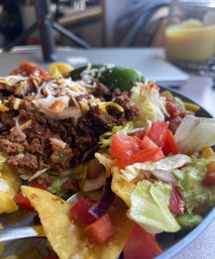 high protein taco salad made with ground turkey
