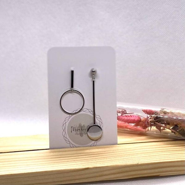 Oorbellen - Asymmetrisch - Zilver Cirkel