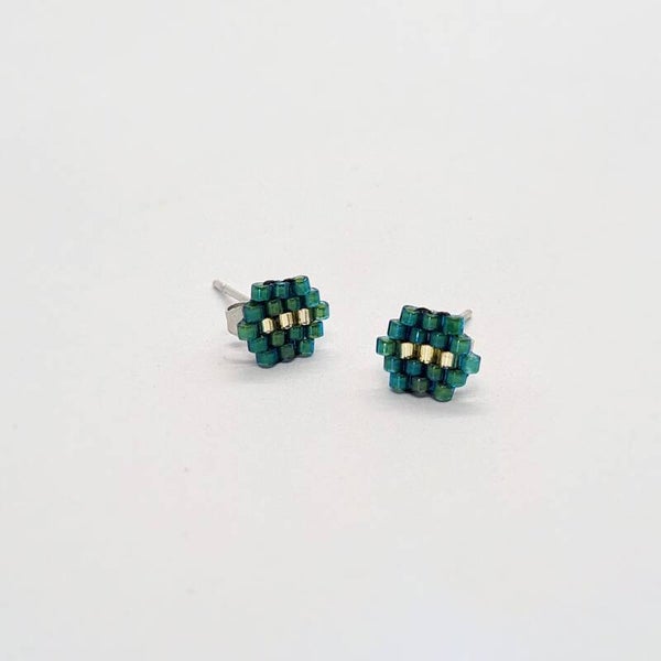 Oorbellen - Studs - Green & Gold