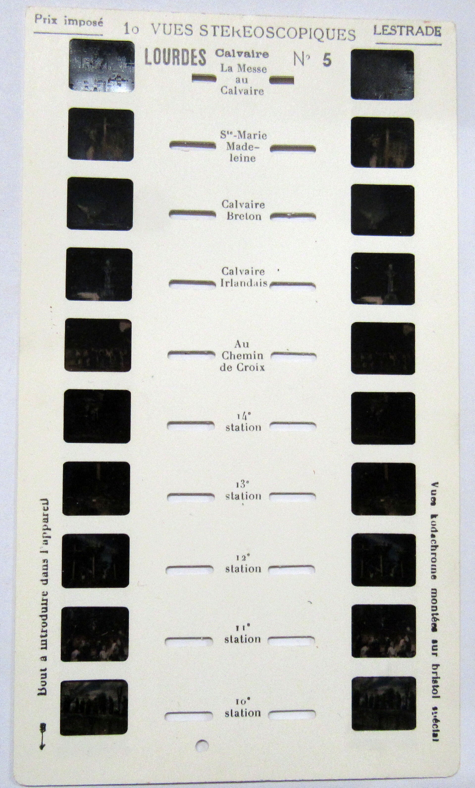 0000/05 - LOURDES CALVAIRE N°5 - CARTE STEREOSCOPIQUE LESTRADE 10 VUES