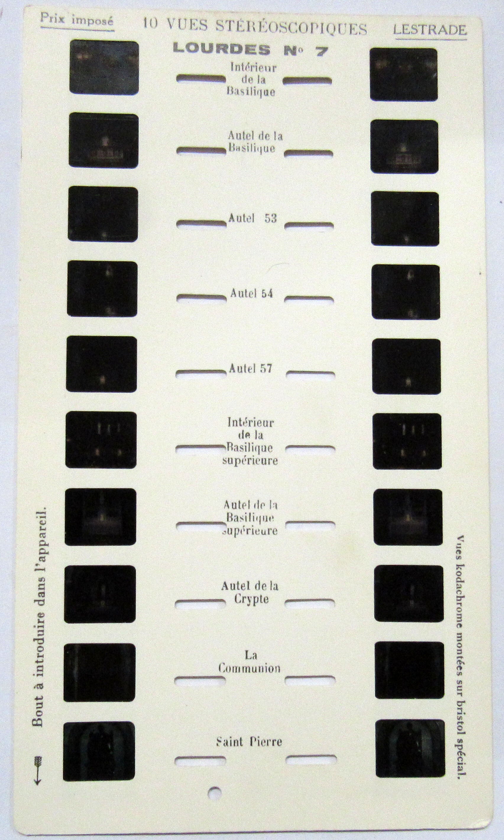0000/07 - LOURDES N°7 - CARTE STEREOSCOPIQUE LESTRADE 10 VUES