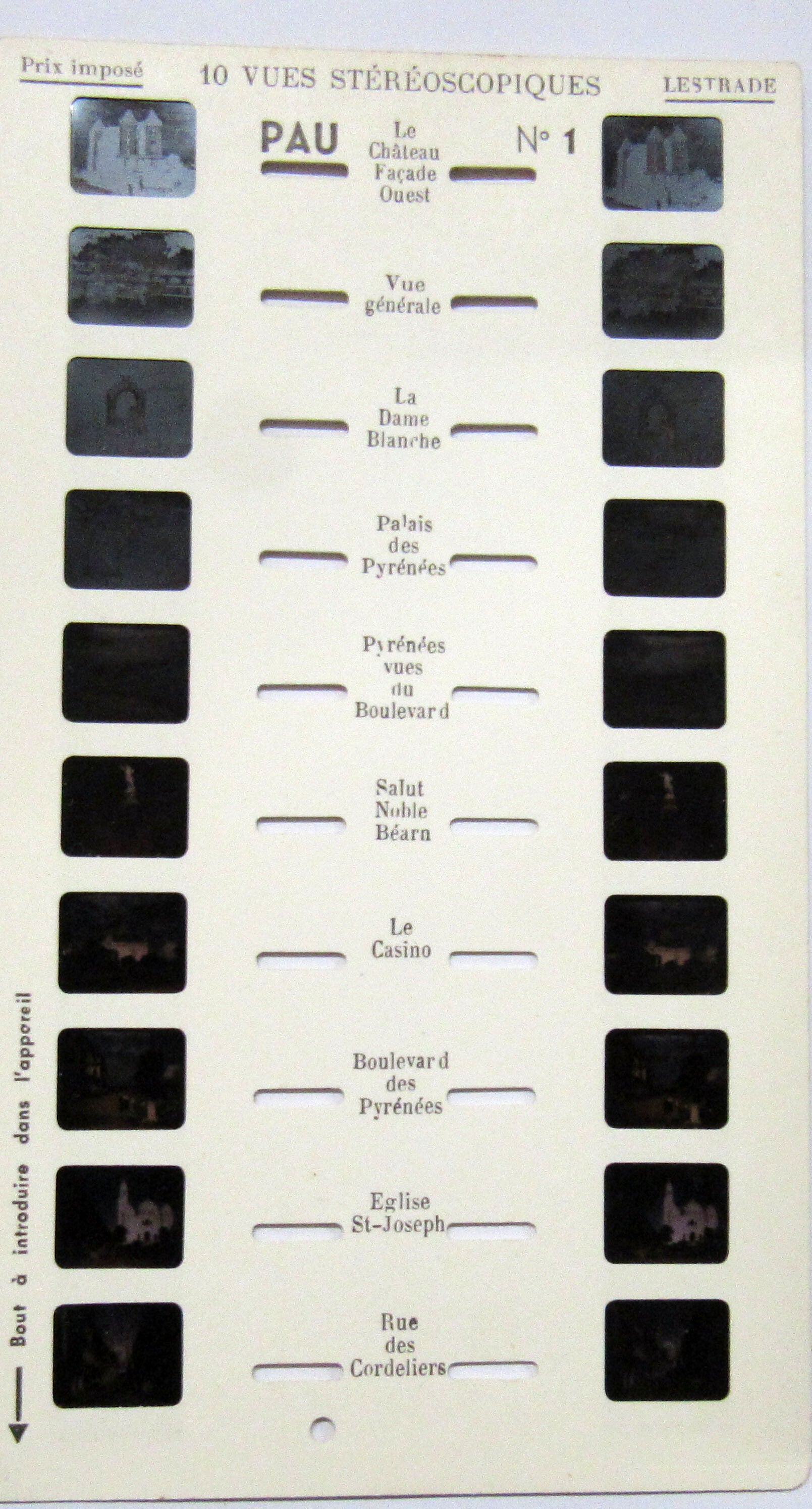 0000/03 - LOURDES N°3 - CARTE STEREOSCOPIQUE LESTRADE 10 VUES