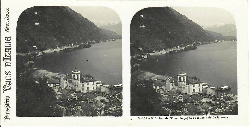 CARTE STEREO 3D 170x86 mm VUES D'ITALIE - LAC DE CÔME