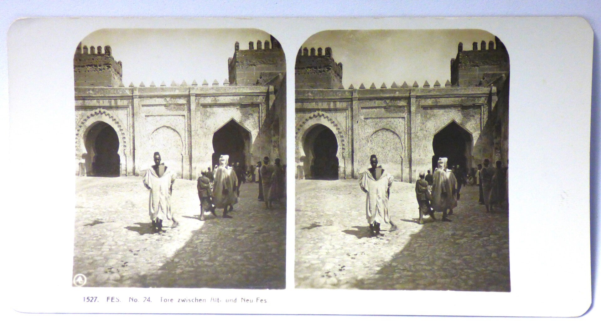 CARTE STÉRÉO  PHOTOGRAPHIQUE 3D 90X180 mm - FES. PORTES ENTRE L'ANCIEN ET LE NOUVEAU FES
