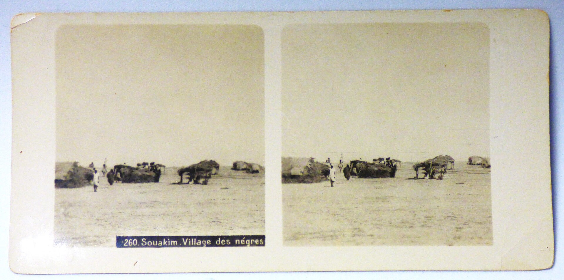 CARTE STEREO PHOTOGRAPHIQUE 90x180mm SOUAKIM VILLAGE