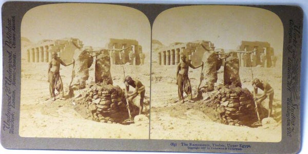 CARTE STÉRÉO  PHOTOGRAPHIQUE 3D 90X180 mm - THE RAMESSEUM, THEBES, UPPER EGYPT.