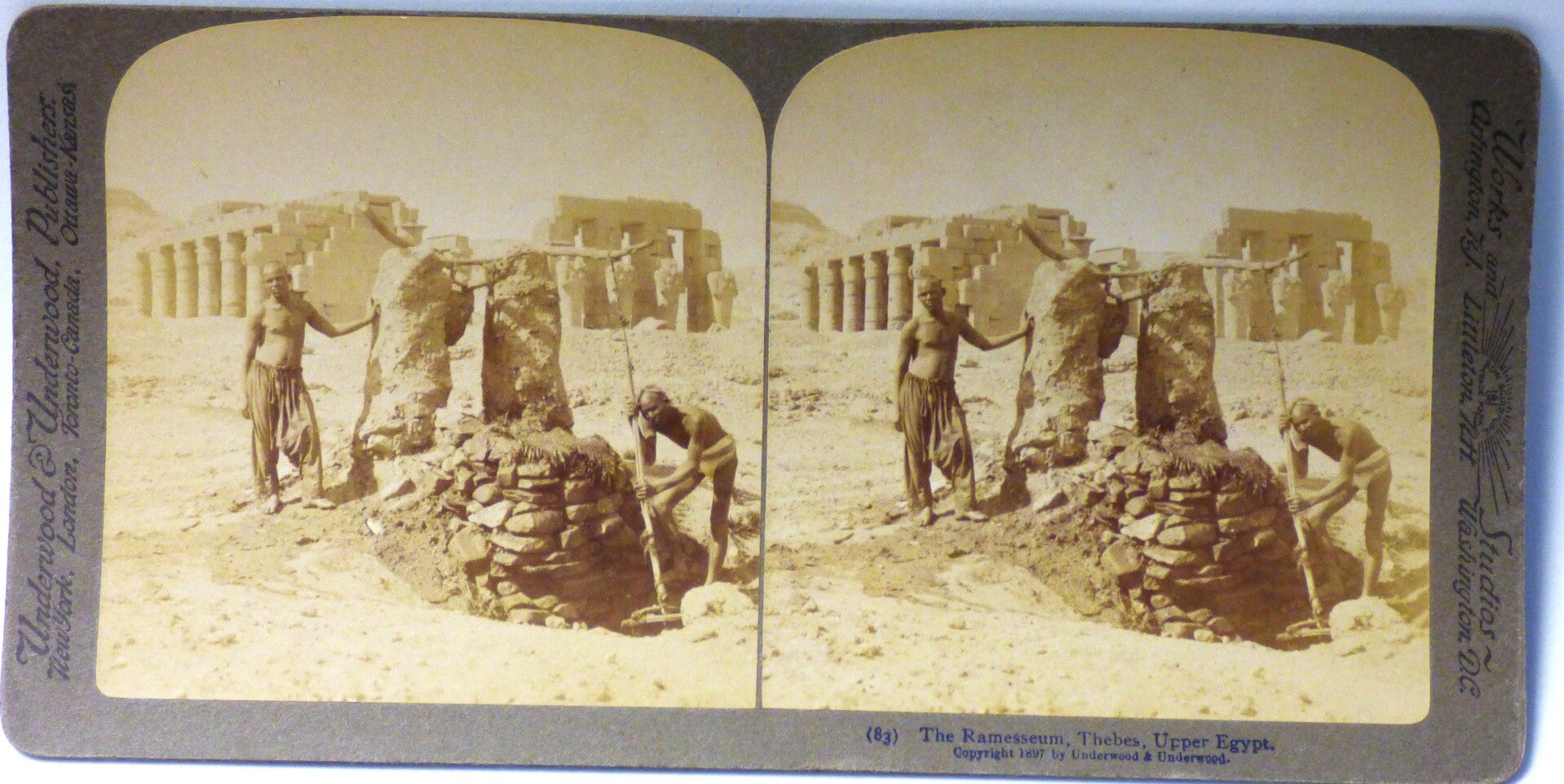 CARTE STÉRÉO  PHOTOGRAPHIQUE 3D 90X180 mm - THE RAMESSEUM, THEBES, UPPER EGYPT.
