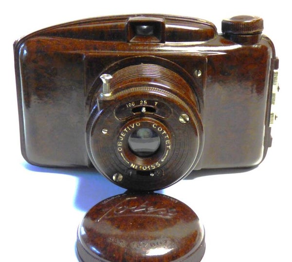 FOTEX 6x9 CM EN BAKÉLITE BRUN MARBRÉ OBJECTIF COTTET N°10155