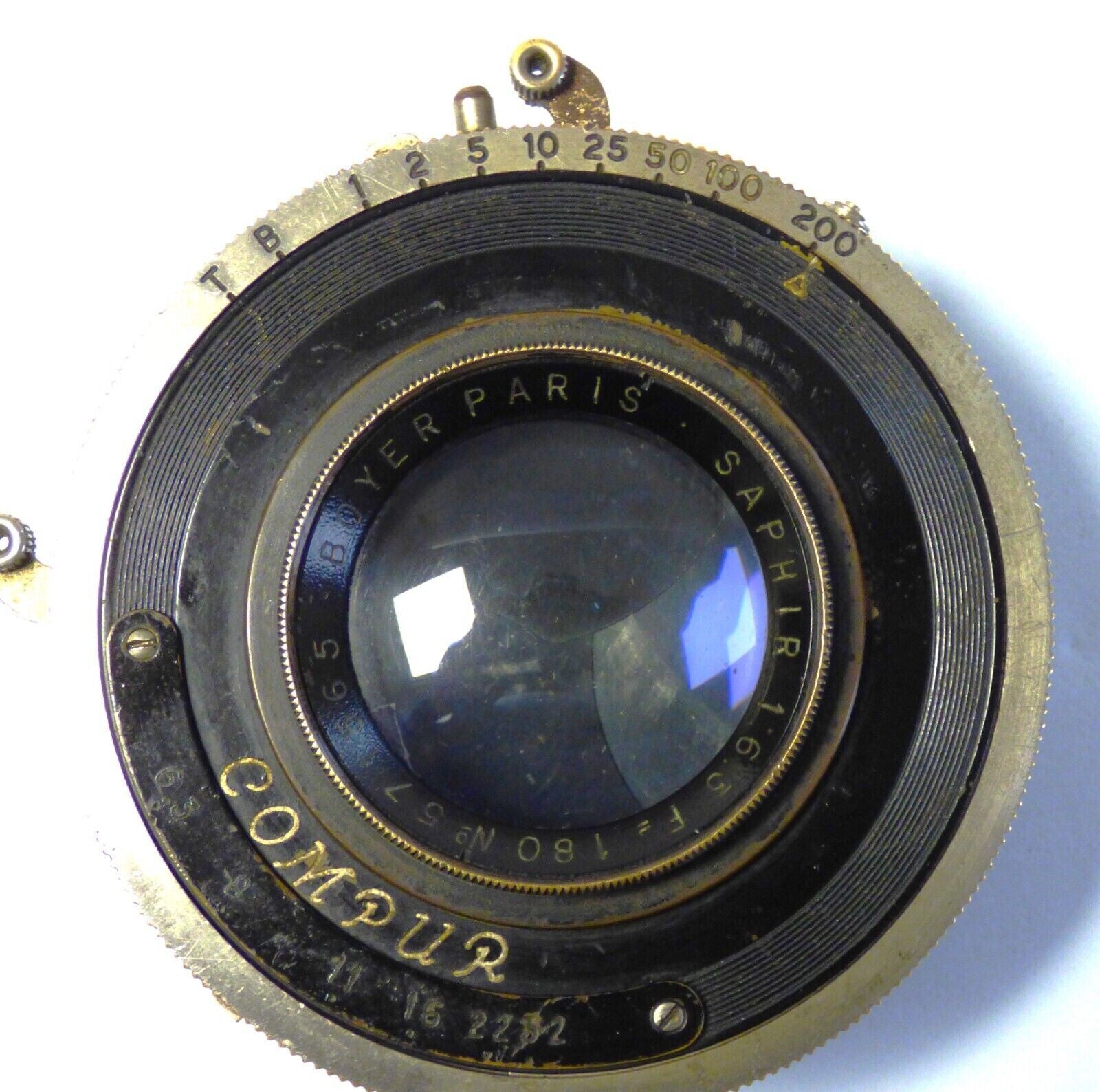 ANCIEN OBJECTIF BOYER SAPHIR 6.3/180 mm avec obturateur COMPUR