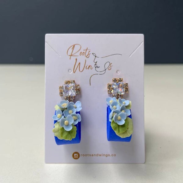 Floral Dangles - blue