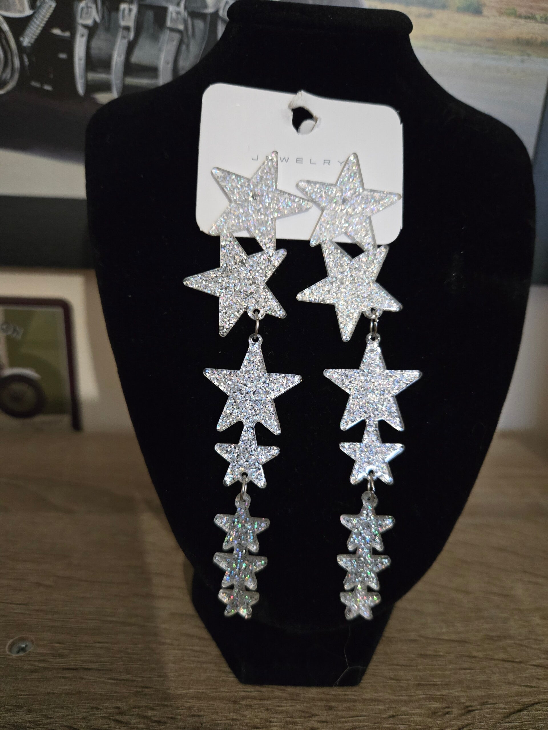 boucle d' oreille étoile filante brillantes