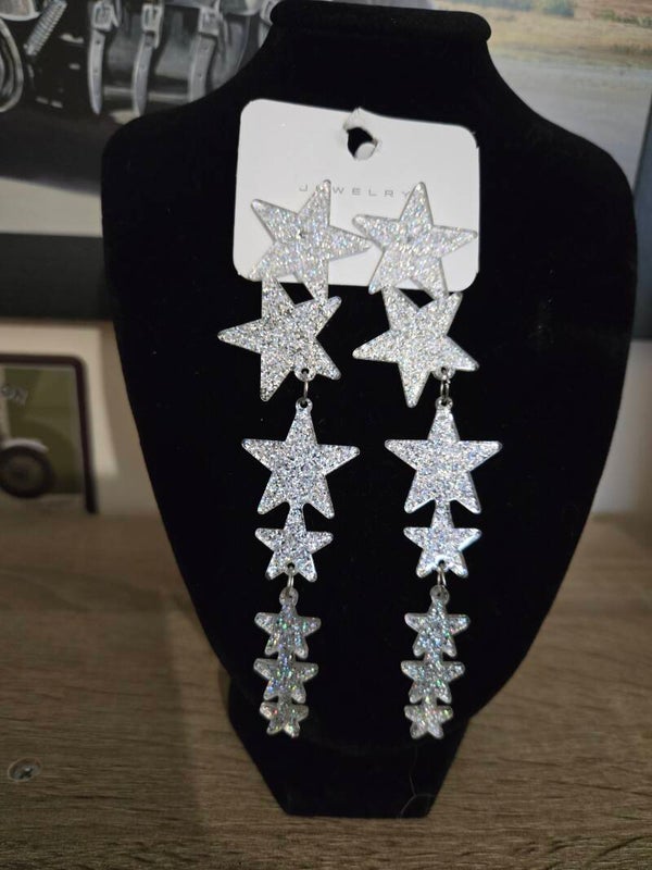 boucle d' oreille étoile filante brillantes