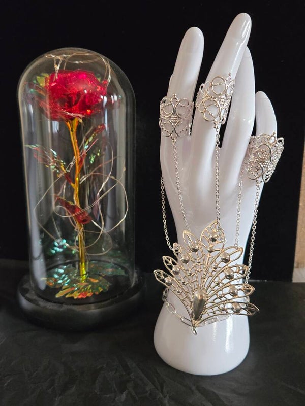 bracelet bague main noel blanc