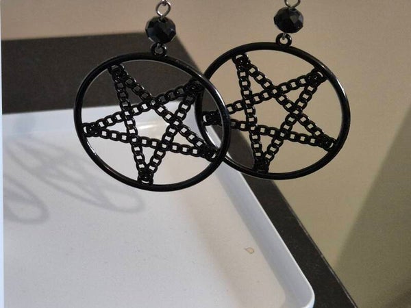 parure pentagramme - collier et boucle d'oreille ésotérique