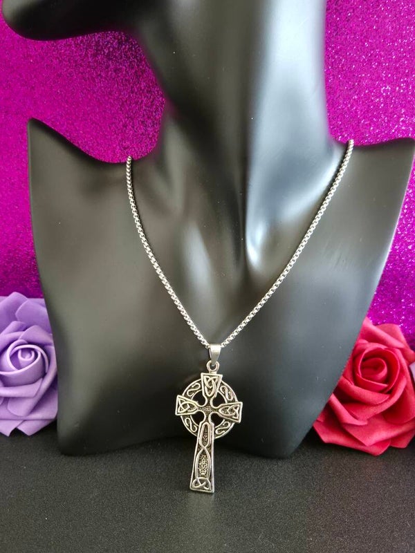 collier héritage celtique- pendentif croix unisexe
