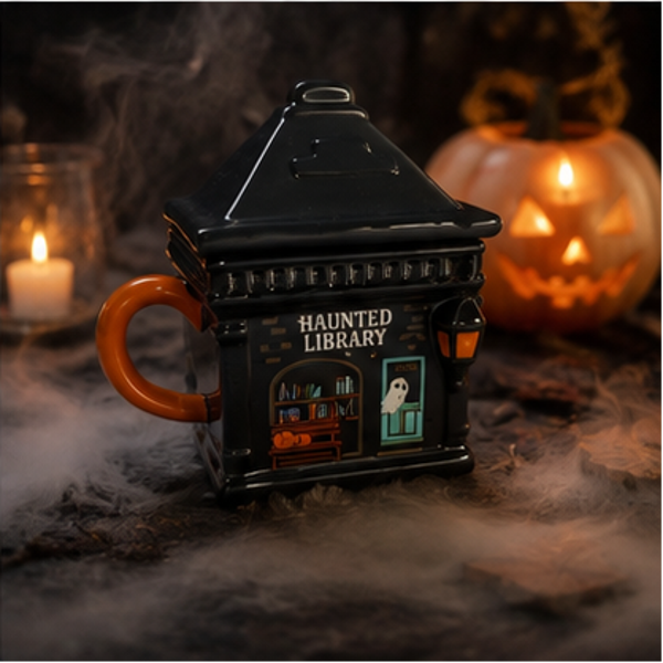 Mok met deksel ‘Haunted Library’