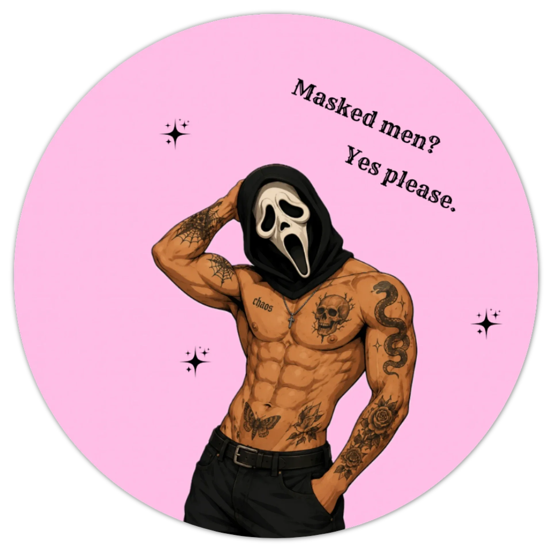 Sticker ‘Masked men? Yes please.’