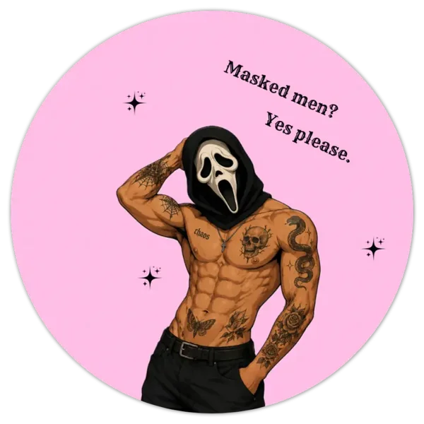 Sticker ‘Masked men? Yes please.’