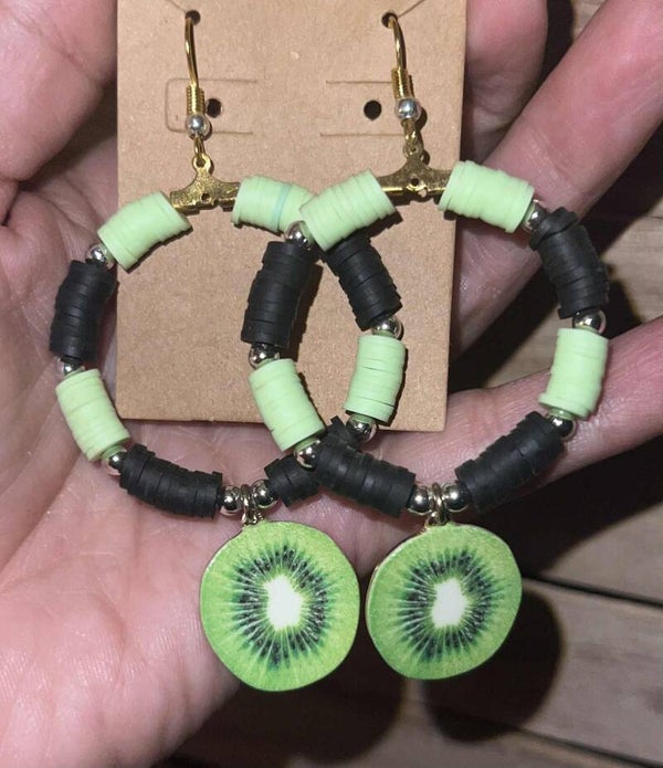 Kiwi hoop earrings