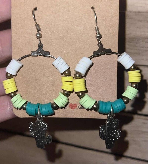 Hoop cactus earrings