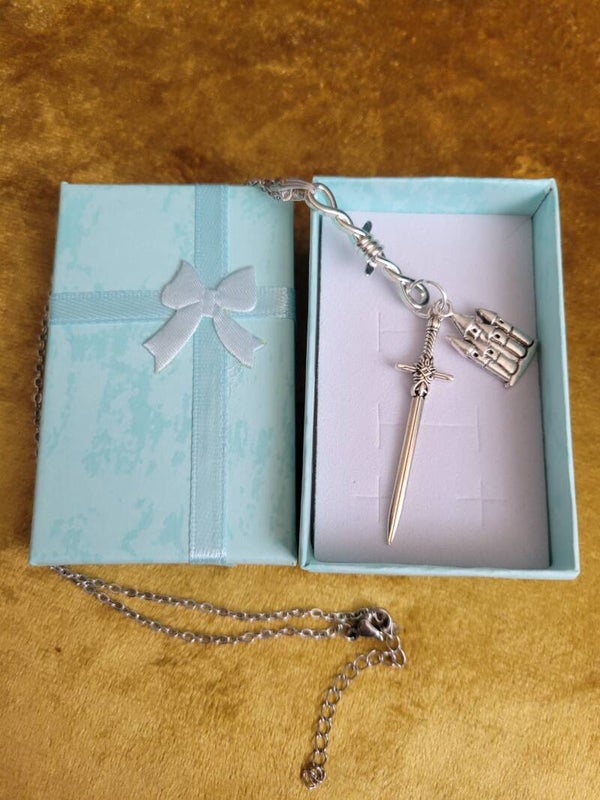 Medieval Sword & Castle charm pendant