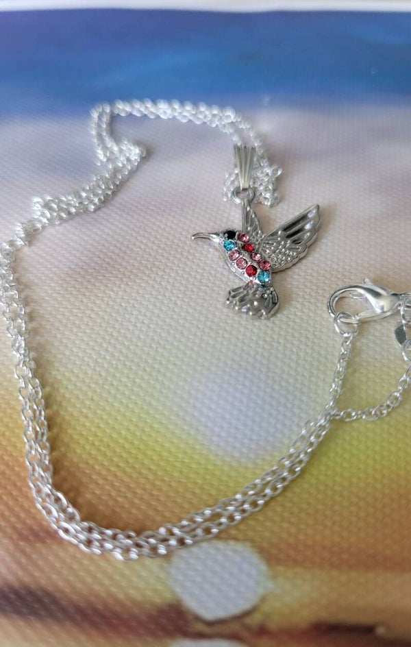 Humming bird charm necklace