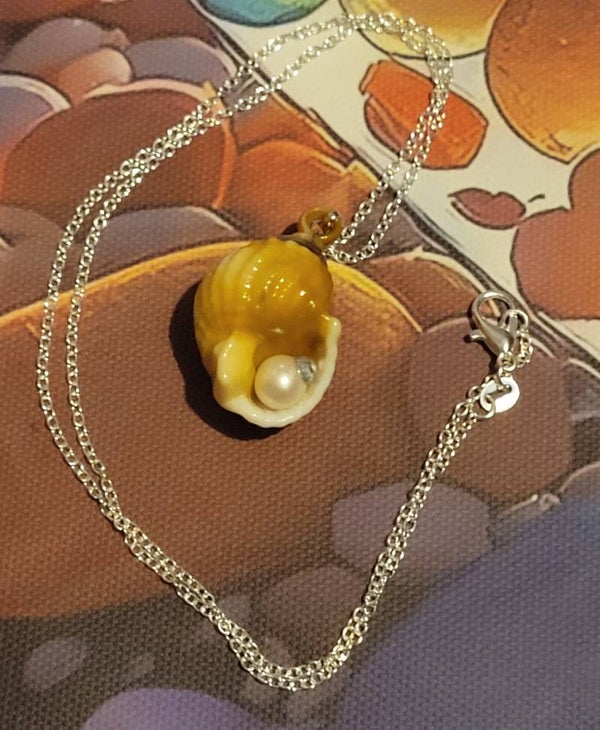 Conch Shell with Pearl on Sterling silver chain
