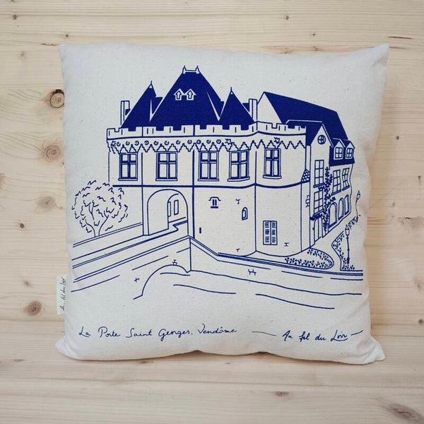 Coussin 40x40 - Porte St Georges - Vendôme - Bleu