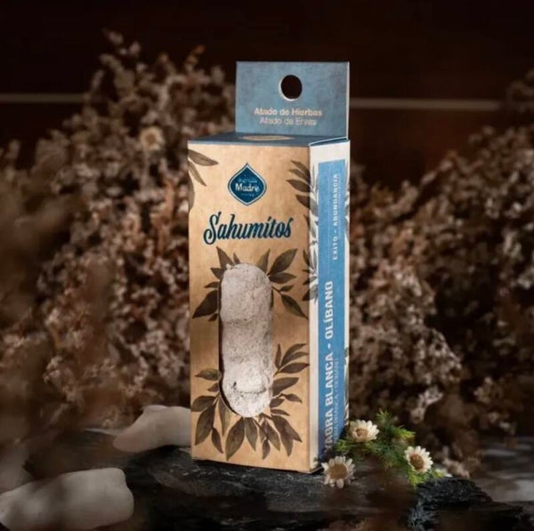 Smudgestick met witte Yagra en Olibanum in doosje.