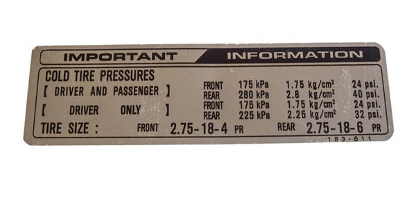 Honda Sticker Caution - Tire - MB50/MBX50