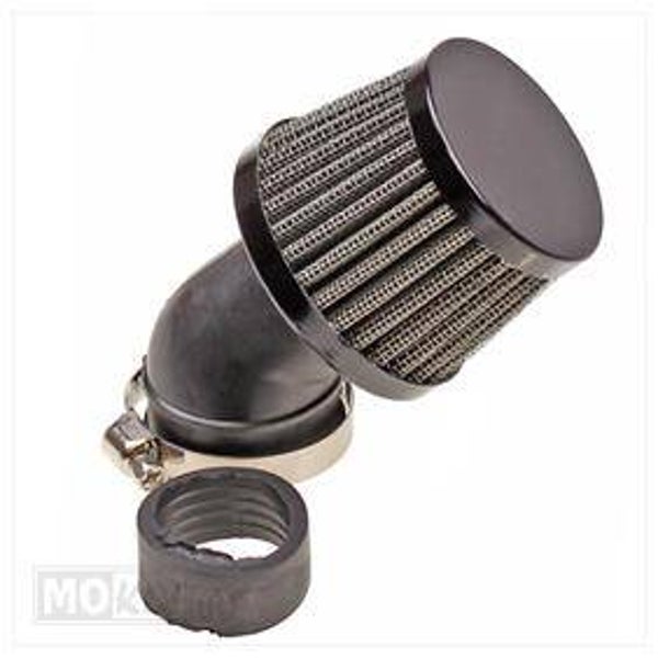 Powerfilter/Luchtfilter 28mm - 45 graden - Zwart