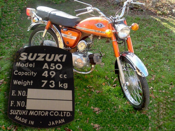 VIN Plate Suzuki A50