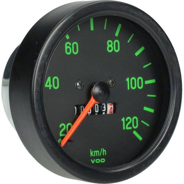 Kreidler VDO Style Speedometer - Kilometertellerklok - 120km/h - 80mm - Groen