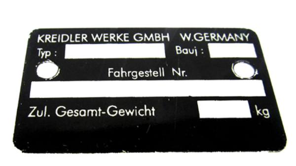 Kreidler VIN-TYPE Plate - 27.00.18