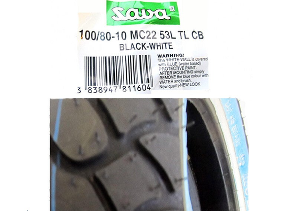 Tires 10 x 100 x 80 - MITAS/SAVA TL - (Scooter)