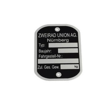 VIN Plate Zweirad Union