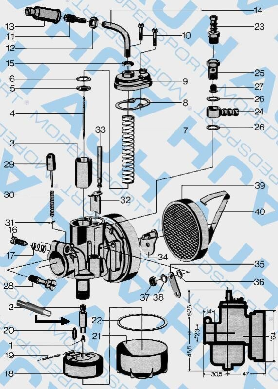 BING 1/16/59 Carburateur Parts - Kreidler
