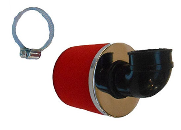 Powerfilter/Luchtfilter 30mm - 90 graden - Rood - Spons -