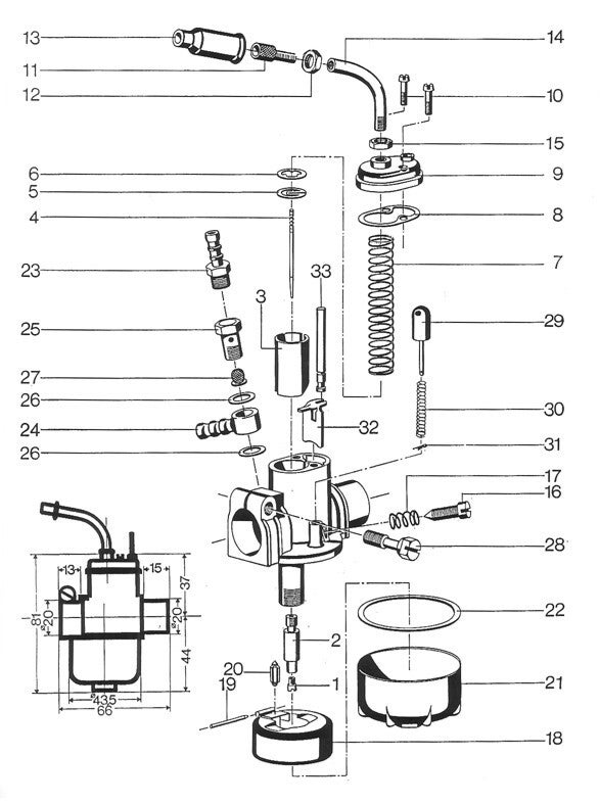 Carburateur 12mm - BING - 1/12/232 - Zündapp - BING ORIGINAL