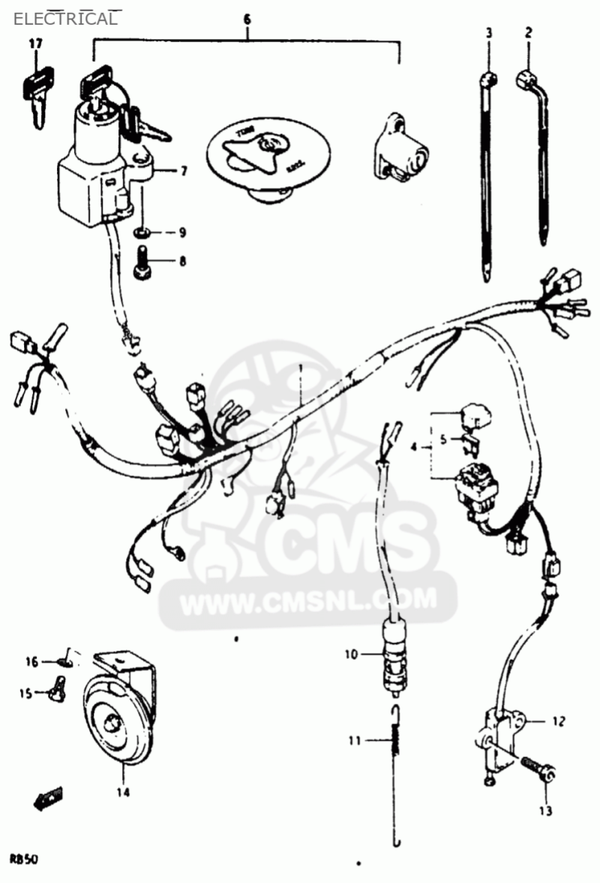 Suzuki Ignition Key Assy - Contactslot - RB50/GAG50/GSX-R50 - OEM Original -37100-28B00
