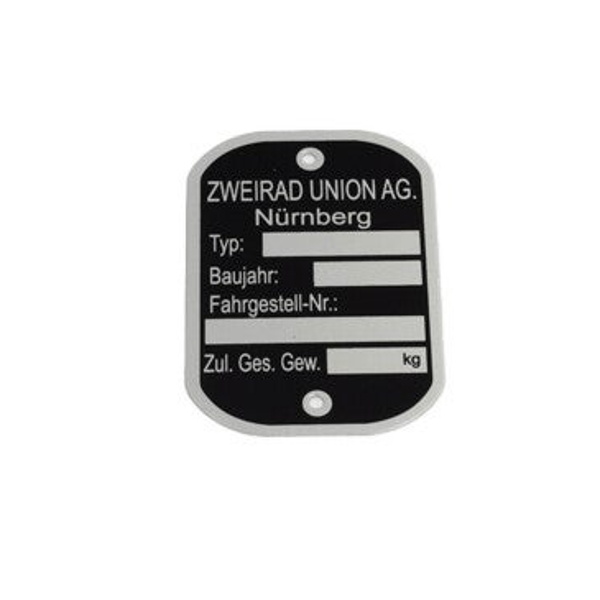 VIN Plate Zweirad Union