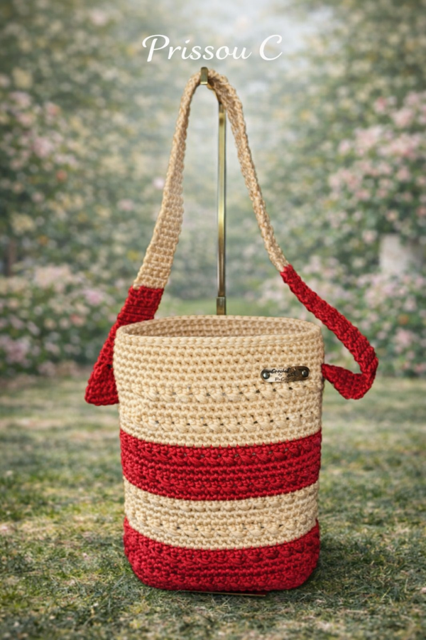Sac crochet fait main ovale 22x10cm