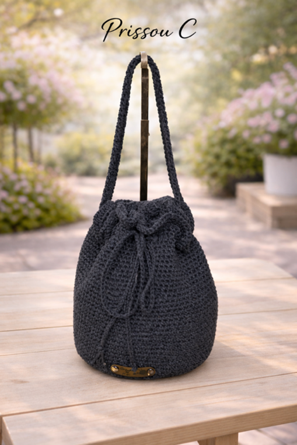 sac crochet rond 15x15cm hauteur 15cm