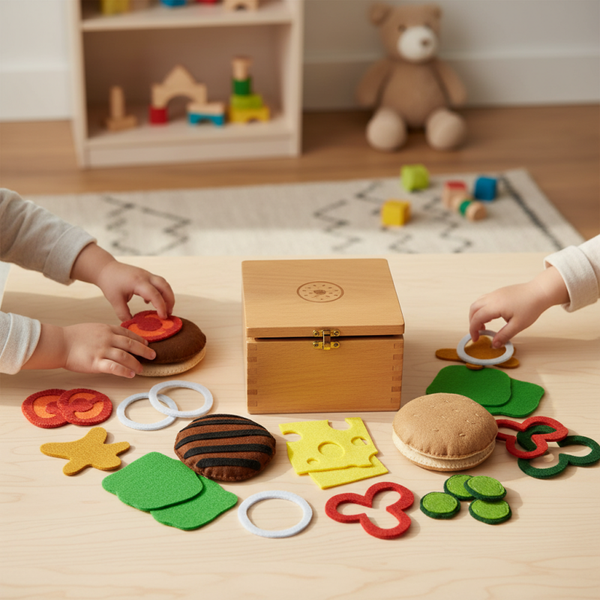 "Woll-Whopper Deluxe" - Der perfekte Filz-Burger-Baukasten – mit oder ohne Pommes!