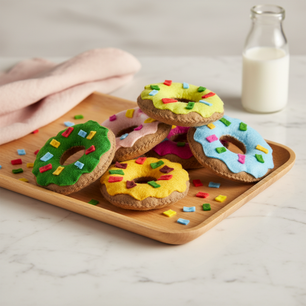 "Donut Worry" - Ein Regenbogen voller Donuts: Das Filz-Sortiment