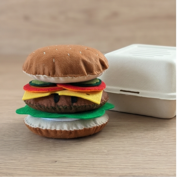 "Woll-Burger Deluxe" - Der perfekte Filz-Burger-Baukasten – mit oder ohne Pommes!